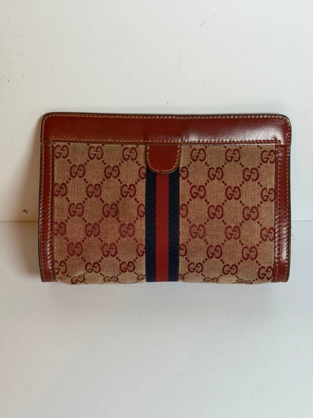Vintage Gucci Parfums GG Monogram Red Clutch Bag